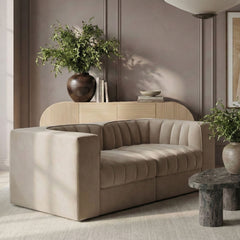 Rummi - Velvet Performance Fabric Upholstered 2 Piece Modular Loveseat