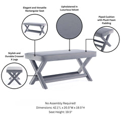 Abigail - Accent Bench With Piped Cushion