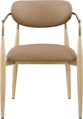 Ronda - Vegan Leather Upholstered Dining Arm Chair - Natural Legs