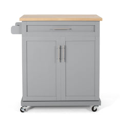 Negley - Contemporary Kitchen Cart With Wheels - Gray
