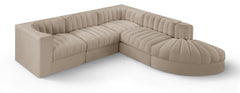 Rummi - Velvet Performance Fabric Upholstered 5 Piece Modular Sectional