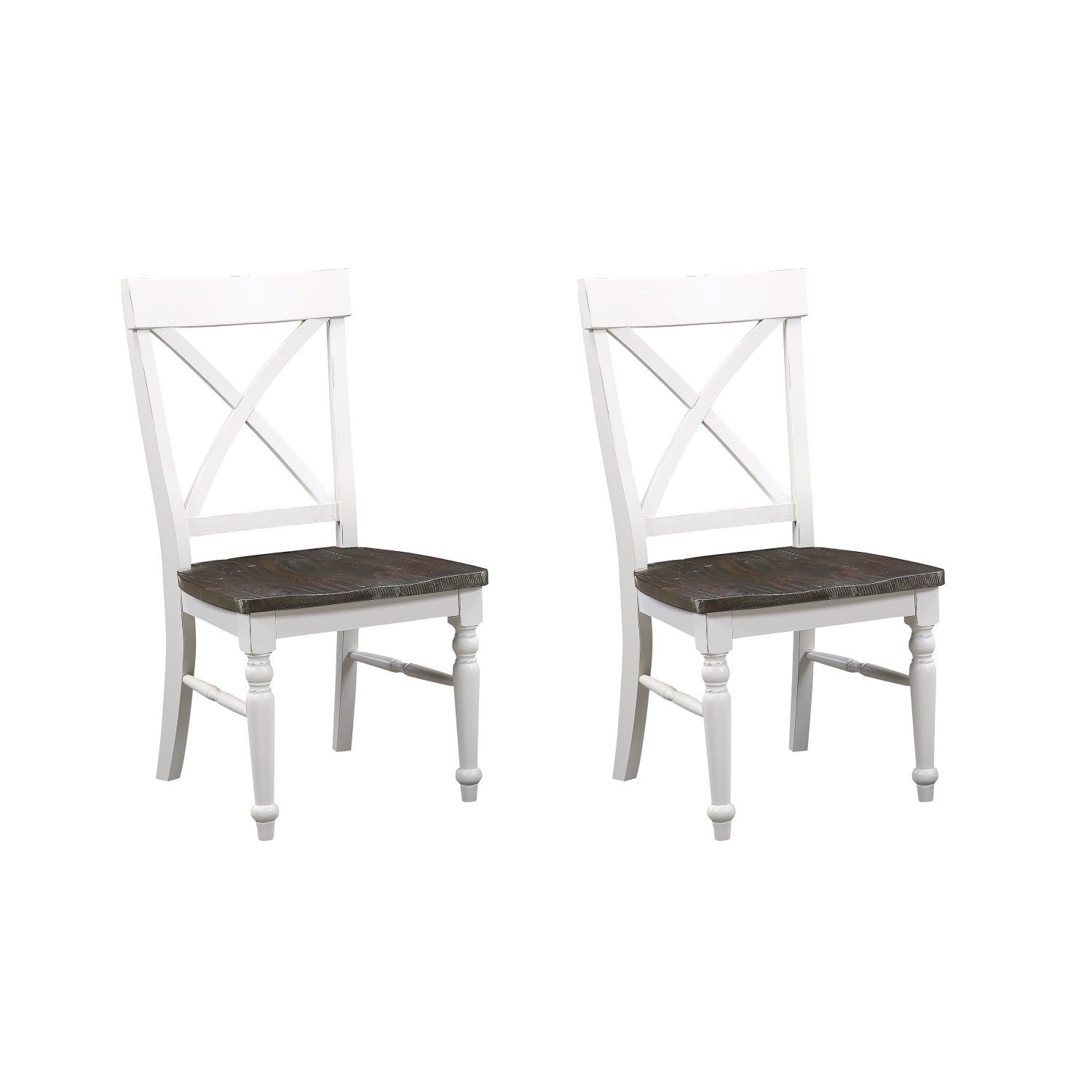Dining Chairs (Set of 2) - Brown / White
