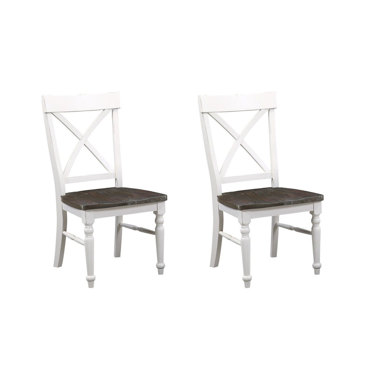 Dining Chairs (Set of 2) - Brown / White