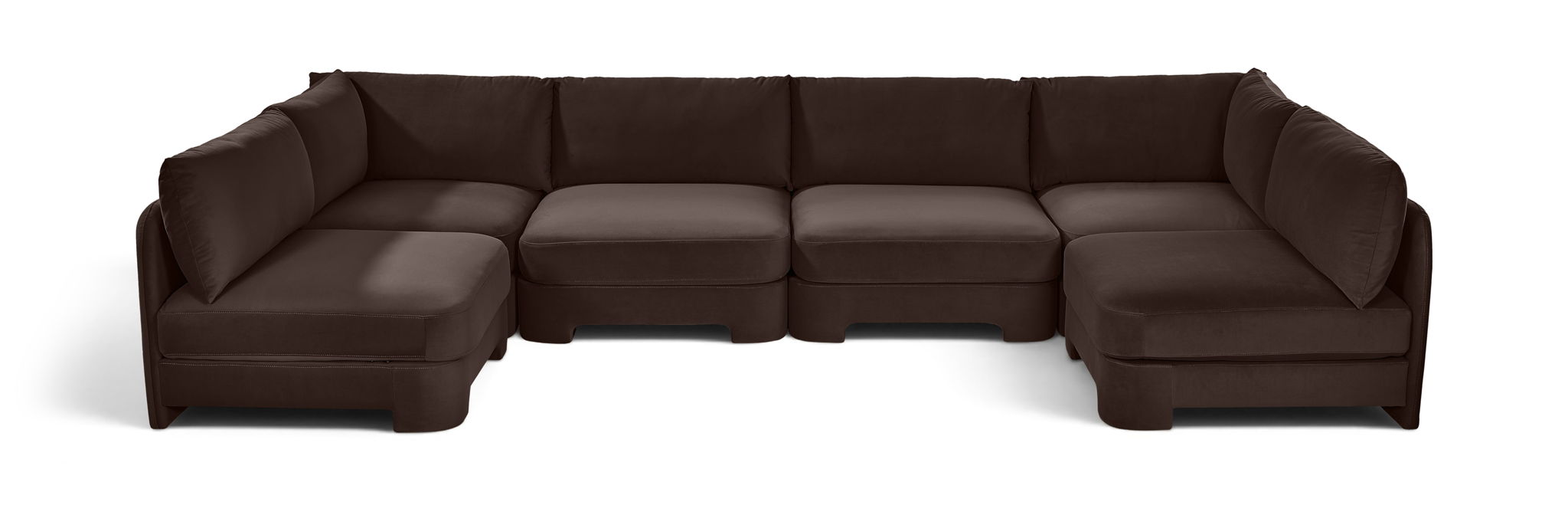 Hammond - Velvet Performance Fabric Upholstered 6 Piece U-Shaped Armless Sectional