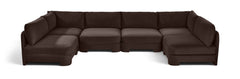 Hammond - Velvet Performance Fabric Upholstered 6 Piece U-Shaped Armless Sectional