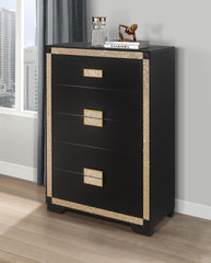 Blake - 4 Piece Full Bedroom Set - Black / Gold