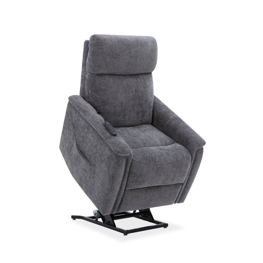 Luma - Petite Power Lift Recliner With Power Headrest, Lumbar, Heat & Massage - Dark Gray