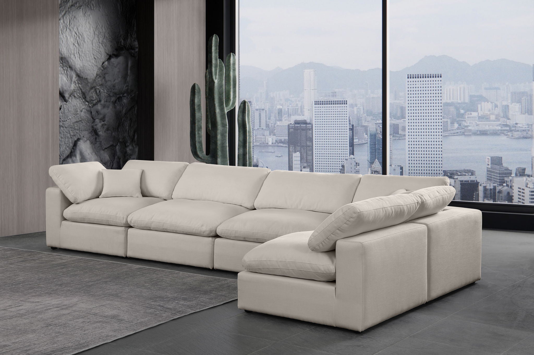 Comfy - 5 Piece Linen Modular Sectional