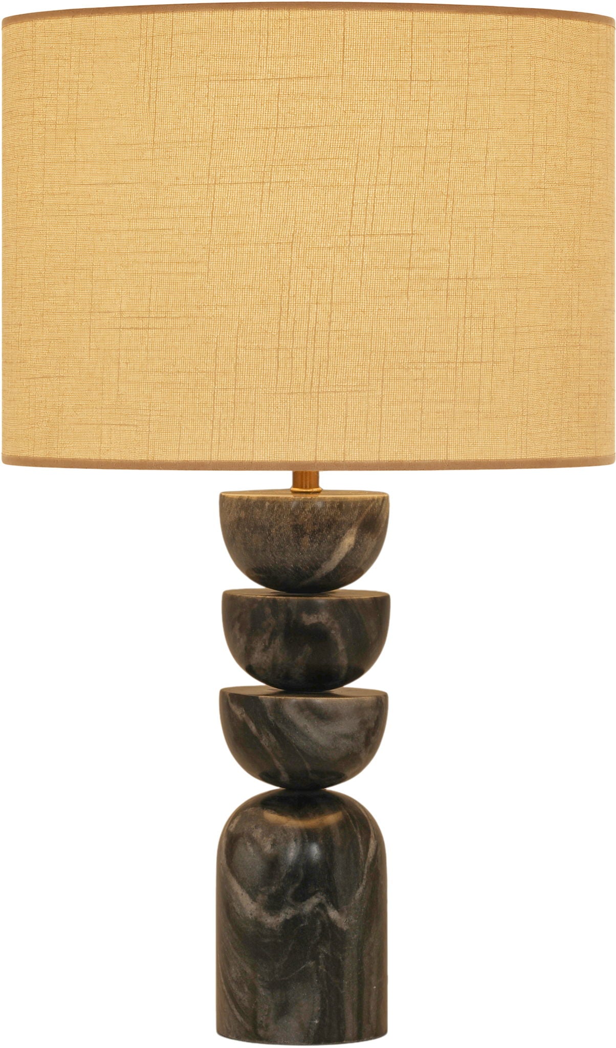 Opus - Genuine Marble, Linen Textured Fabric And Brass Table Lamp