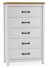 Kerisden - Five Drawer Chest - White / Brown