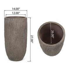 Magnesium Oxide Planter For Outdoor Use - Natural Wood