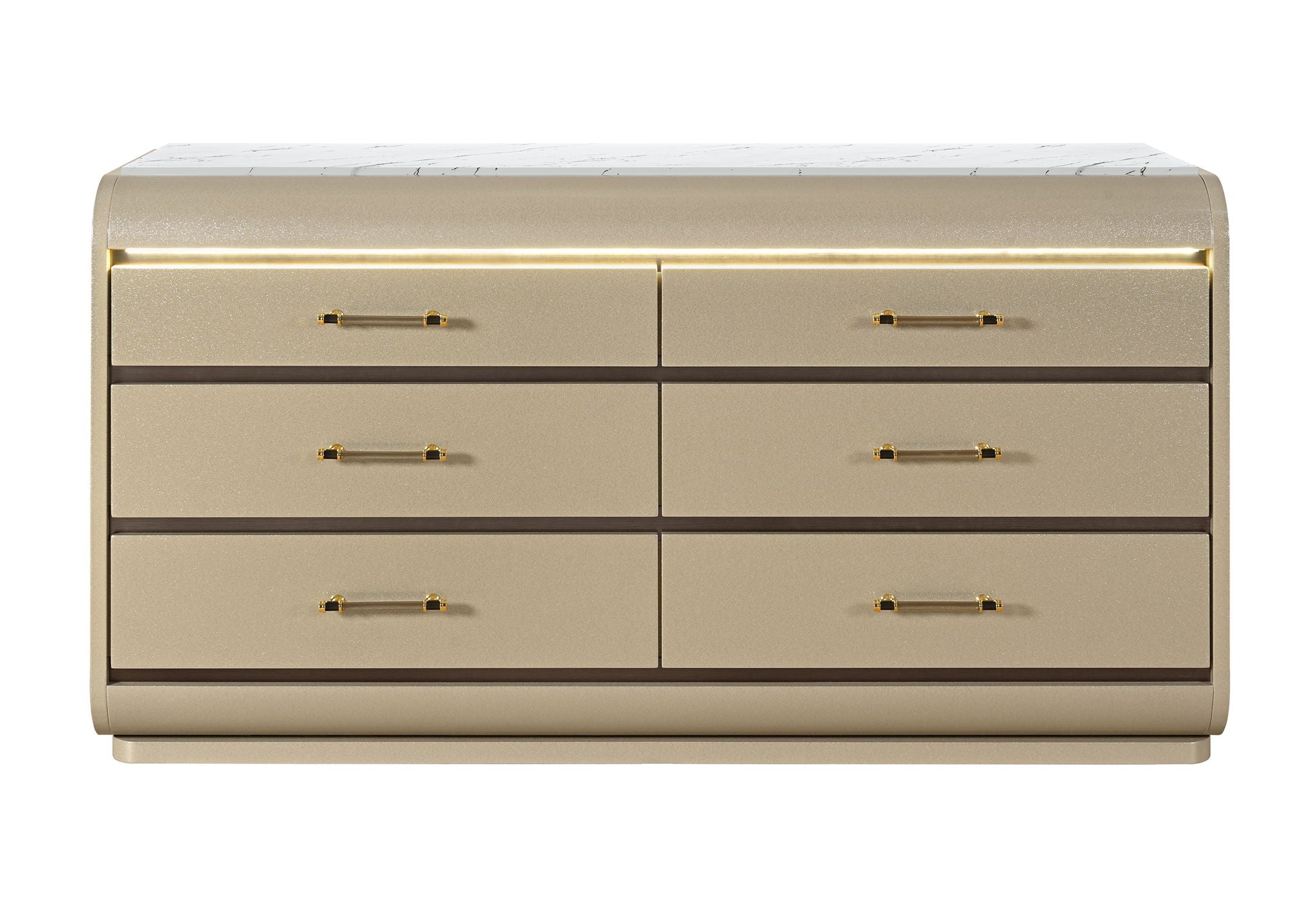 Genesis - 5 Piece Full Bedroom Set (Bed, Dresser & Mirror, Nightstand, Chest) - Gold