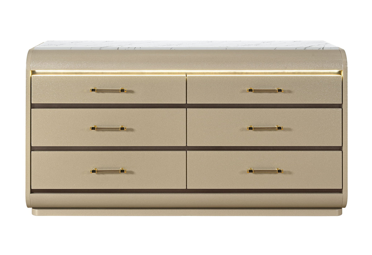 Genesis - Dresser With LED - Gold