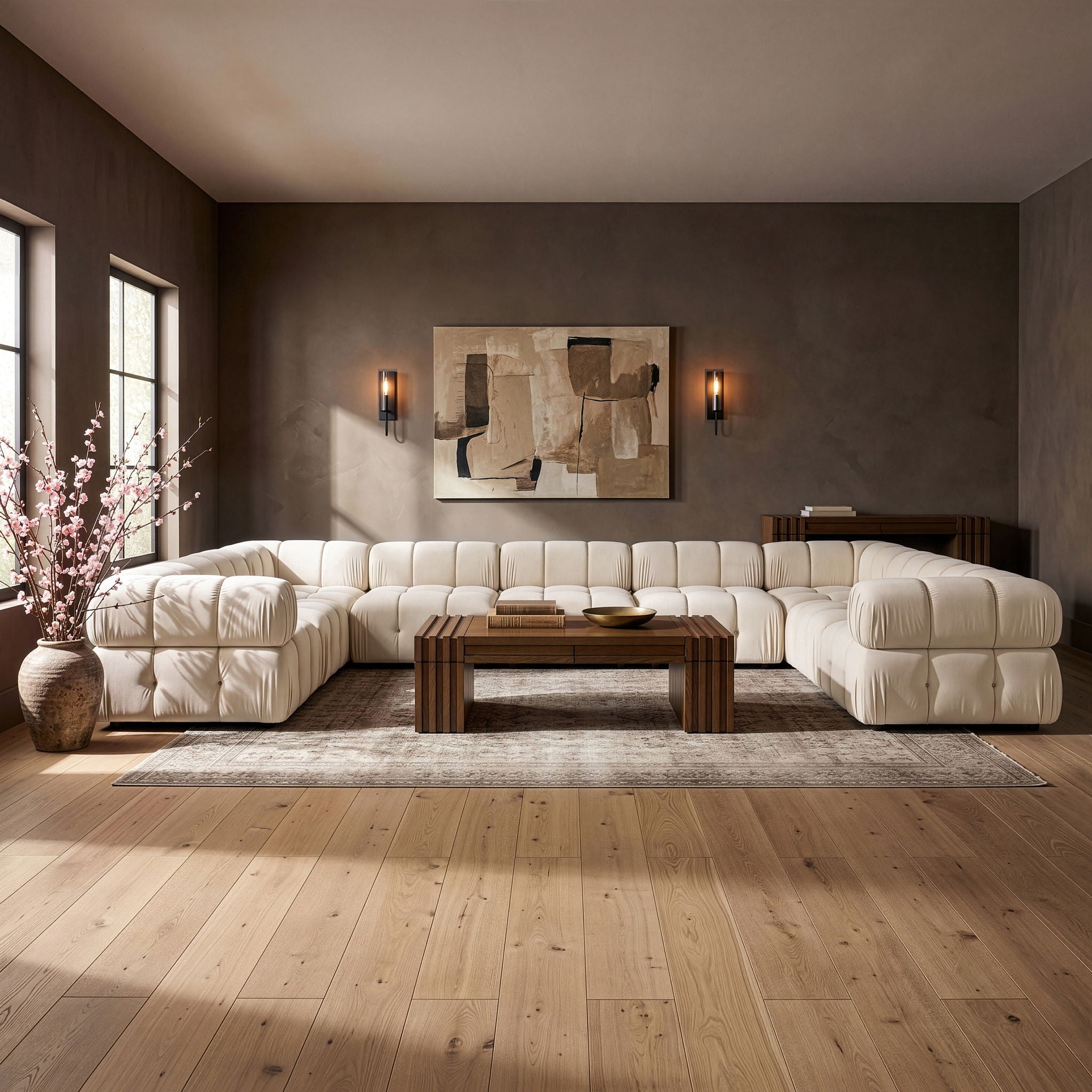 Orin - Velvet Performance Fabric Upholstered 9 Piece Sectional