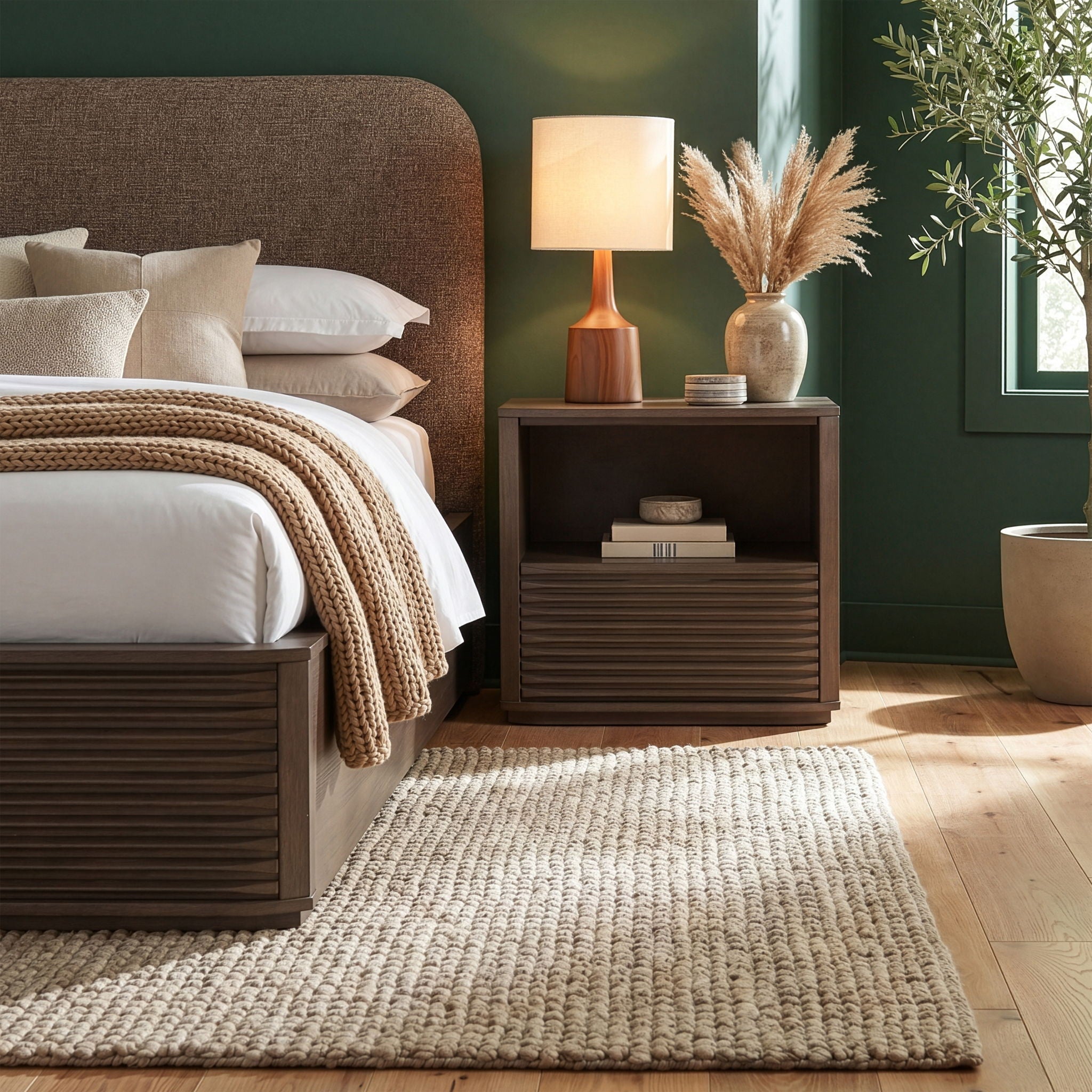 Morino - Oak Veneer And Solid Wood Nightstand - Brown