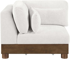 Turin - Chenille Fabric Upholstered Modular Corner Chair - Walnut Base