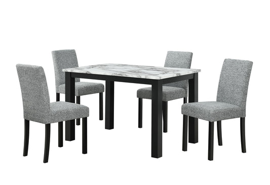 D8032 - 2 Piece Dining Room Set (Dining Table And Dining Chair) - Black / Gray / White