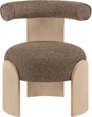 Calder - Linen Textured Fabric Upholstered Accent Chair - Painted Natural Base