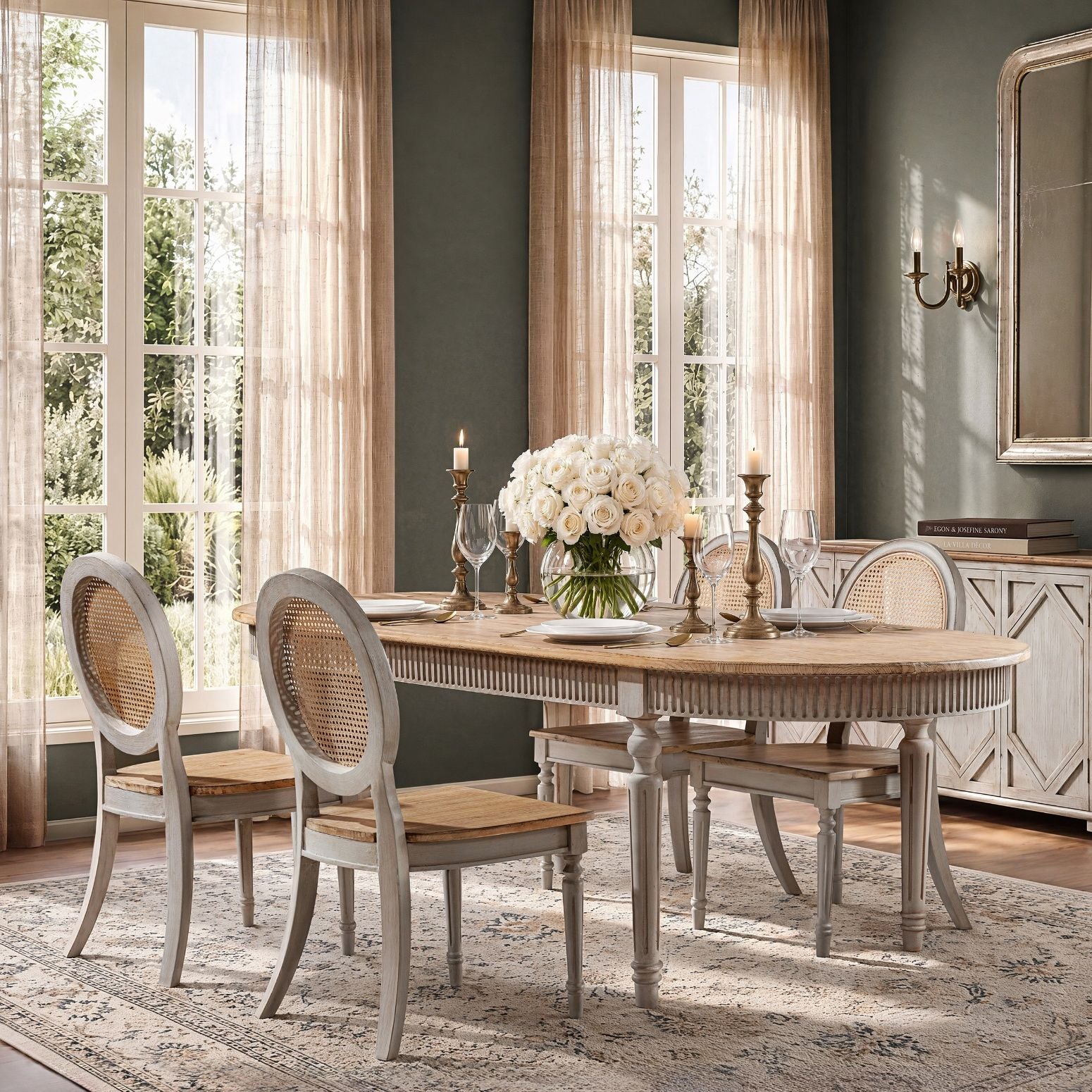 Colette - Oval Dining Table - Blue / Gray