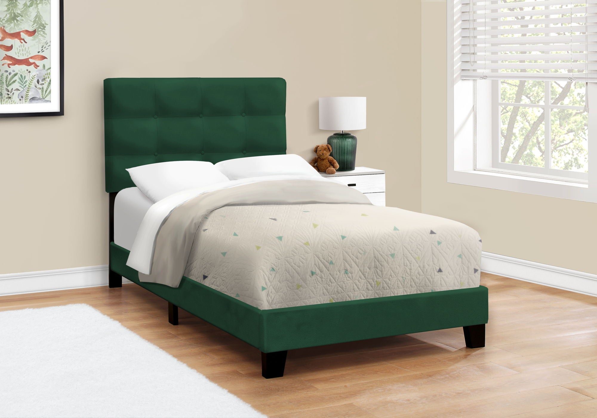 Bed, Upholstered, Frame Only, Transitional