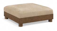 Turin - Chenille Fabric Upholstered Modular Ottoman - Walnut Base