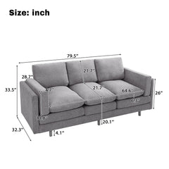 3 Seater Sofa With Dual Layer Seat Cushions