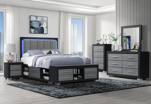 Emma - 5 Piece Queen Bedroom Set - Black / Gray