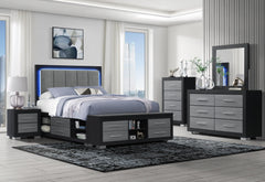 Emma - 5 Piece Queen Bedroom Set - Black / Gray