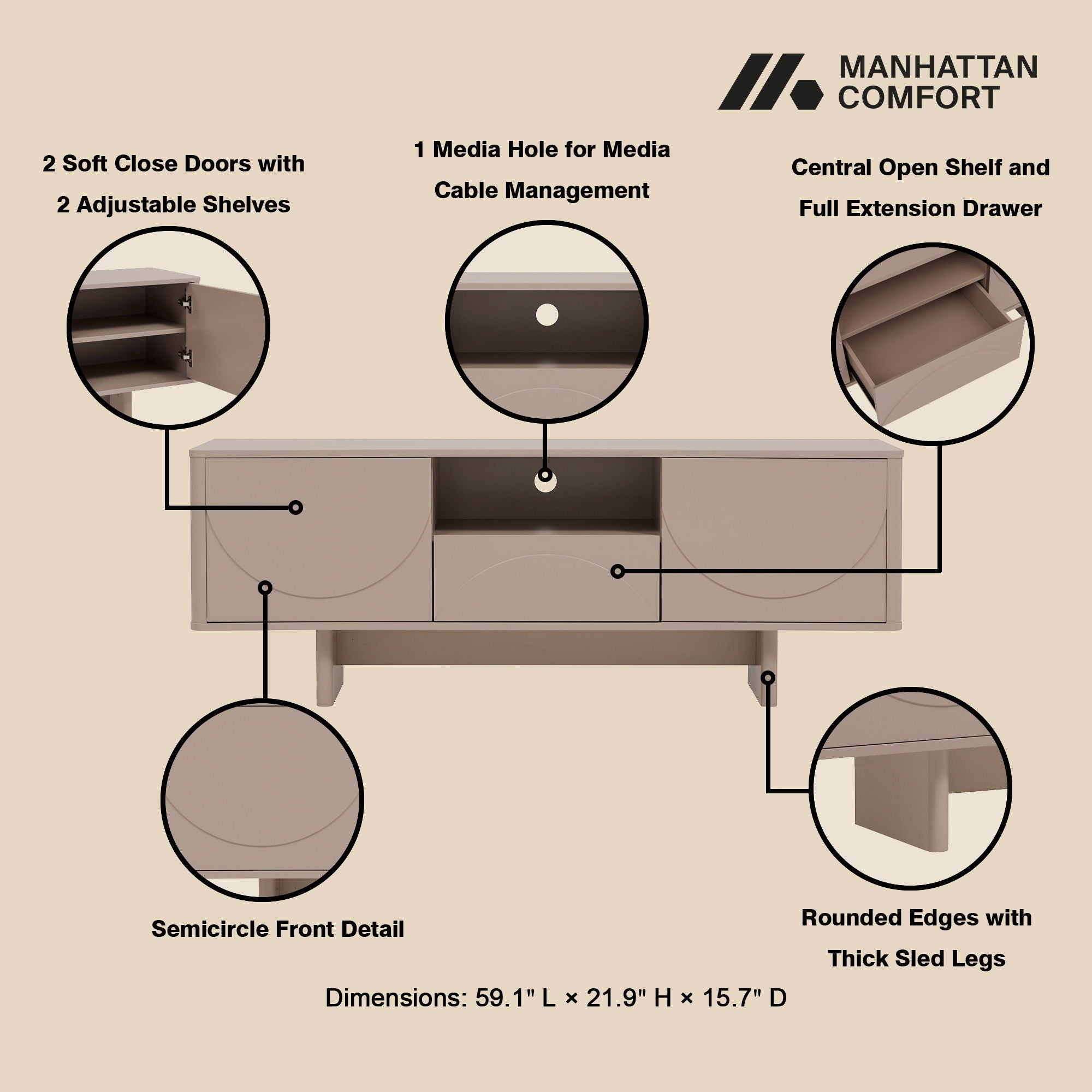 Ella - TV Stand With Adjustable Shelves