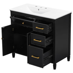 Bathroom Vanity With Sink Top, 3 Soft Closing Drawers