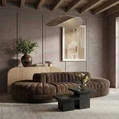 Rummi - Oval Velvet Performance Fabric Upholstered 8 Piece Modular Sectional