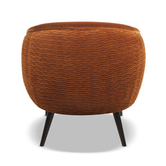 London - Mid-Century Modern Ruched Barrel Chair - Burnt Orange