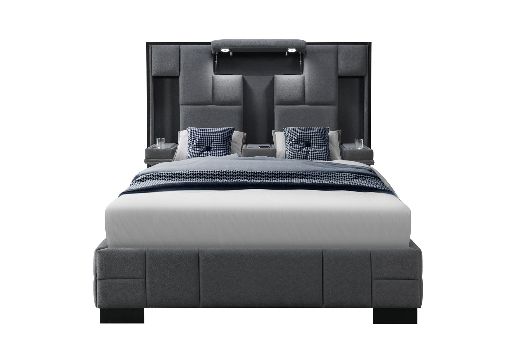 Oscar - Queen Bed Without Wood Trim - Dark Gray