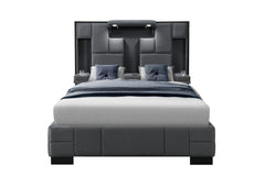 Oscar - Queen Bed Without Wood Trim - Dark Gray