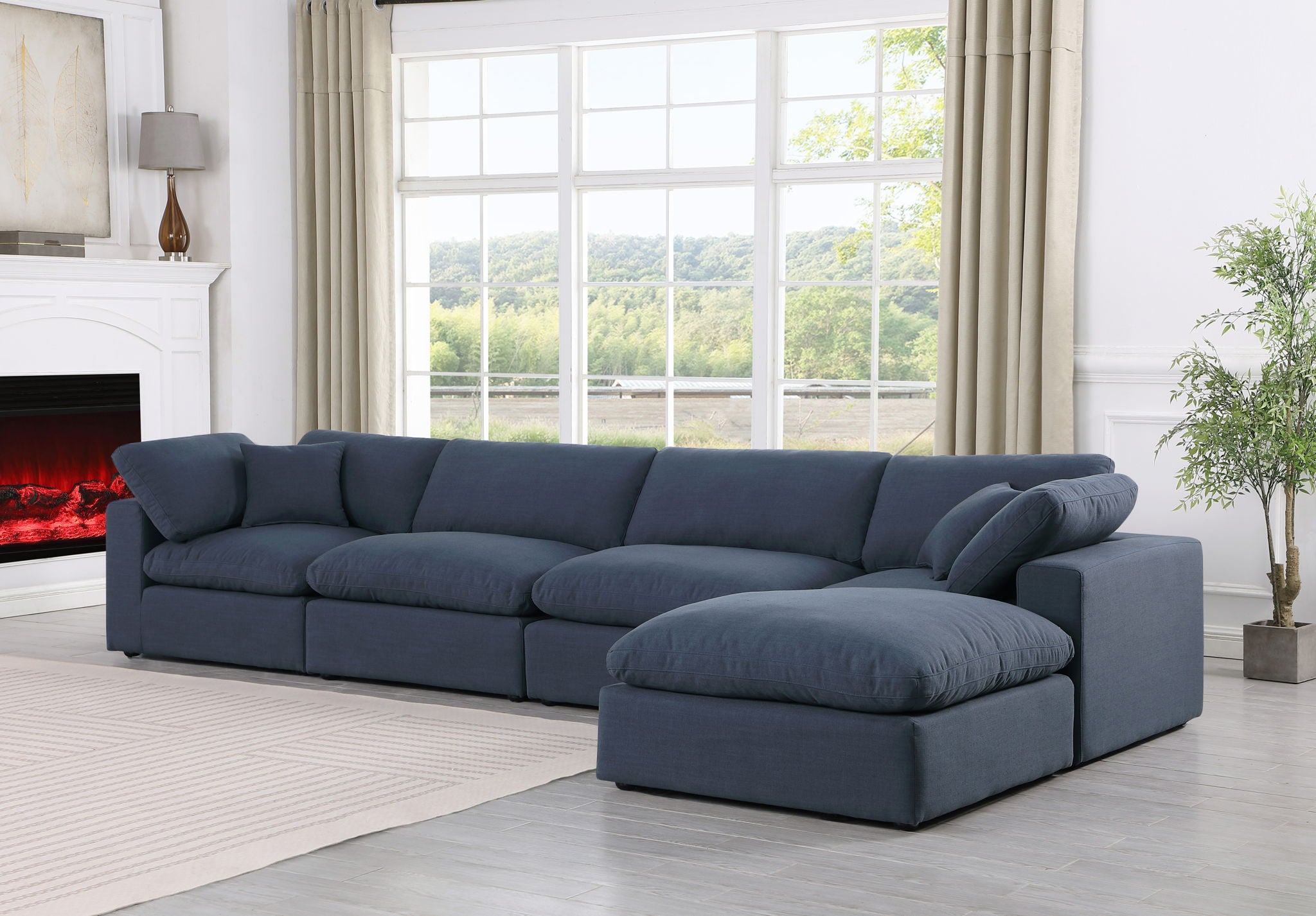 Comfy - 5 Piece Linen Modular Sectional With Chaise