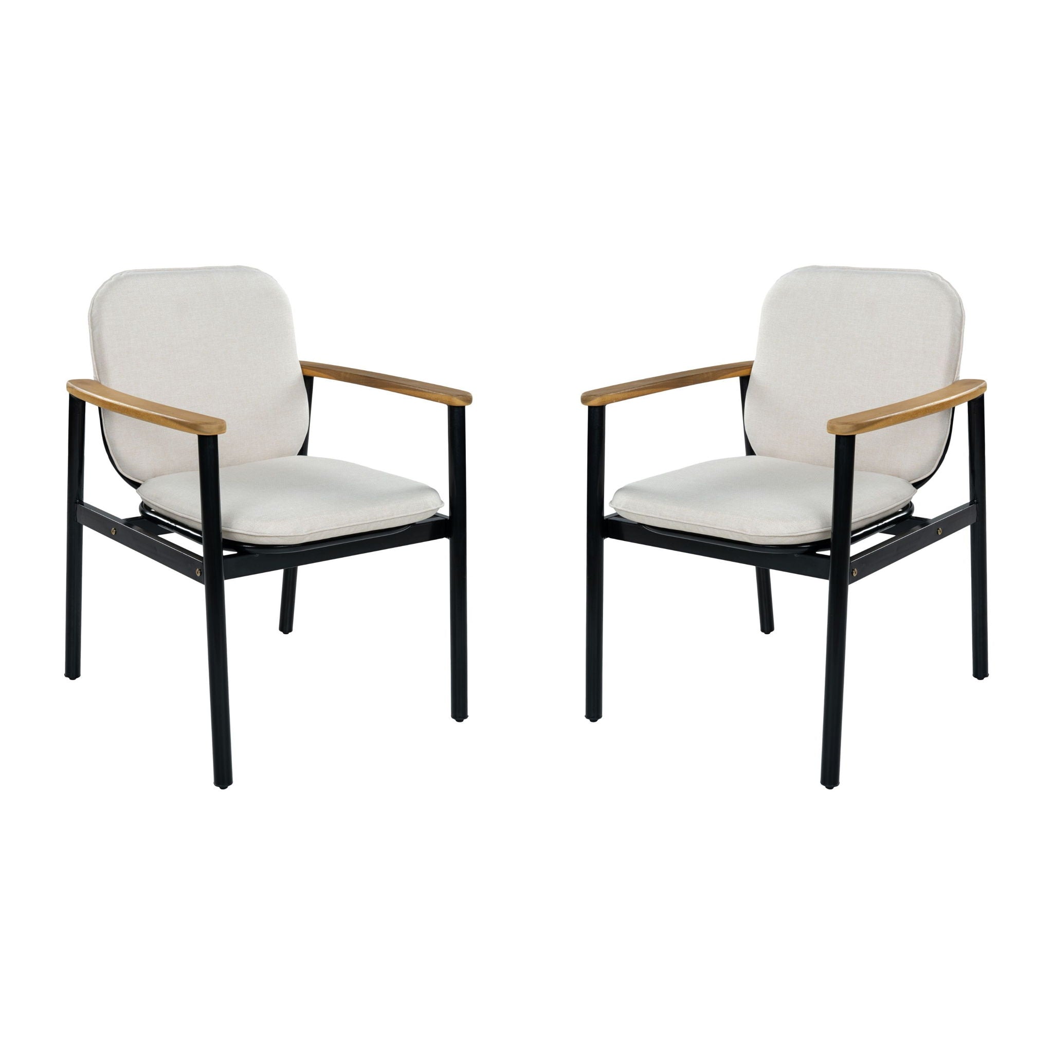 Outdoor Dining Chair - Beige / Black / Teak