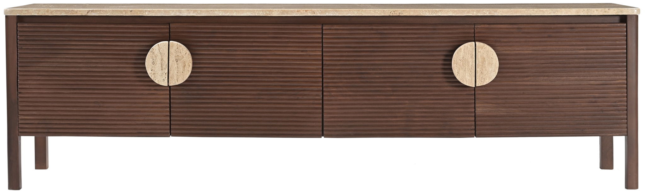 Varenna - 69" Genuine Marble And Acacia Wood Media Console