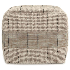 Elmer - Square Woven Pouf - Natural / Gray