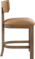 Lavrin - Vegan Leather Upholstered Counter Stool (Set of 2) - Walnut Base