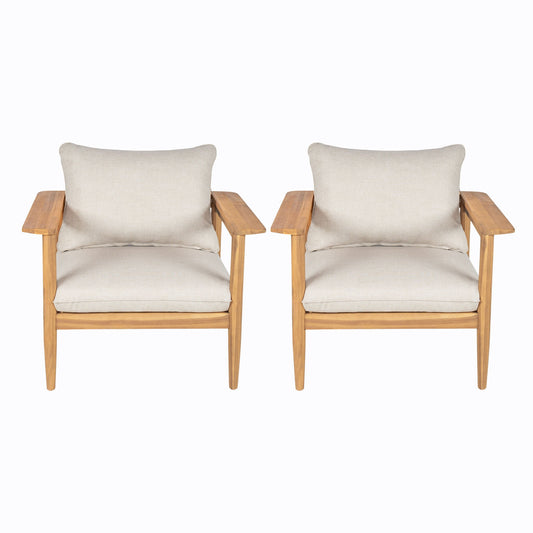 Terassi - Outdoor Lounge Chair (Set of 2) With Cushions - Beige / Light Teak
