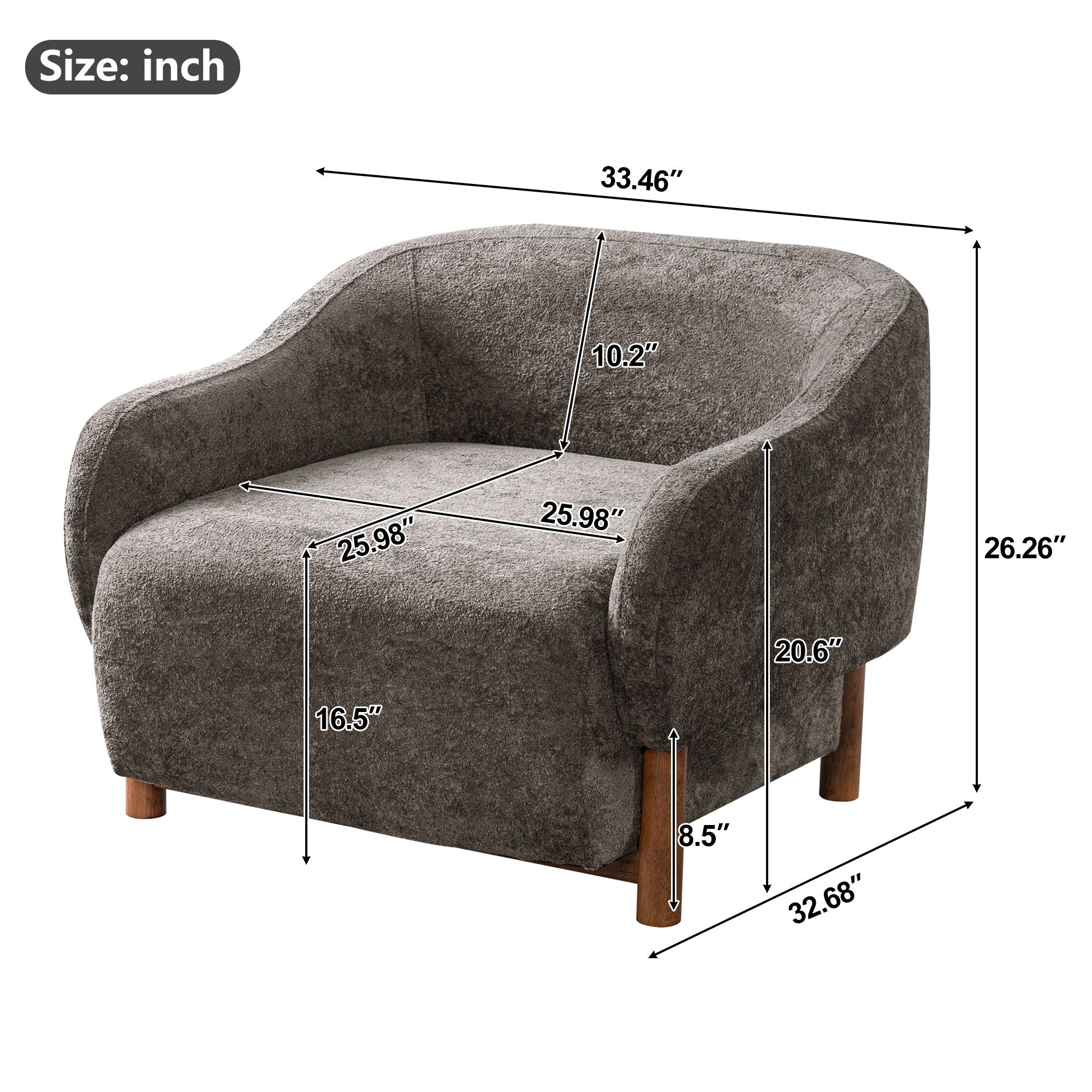 Modern Accent Chair With Recessed Arms And Tight Back