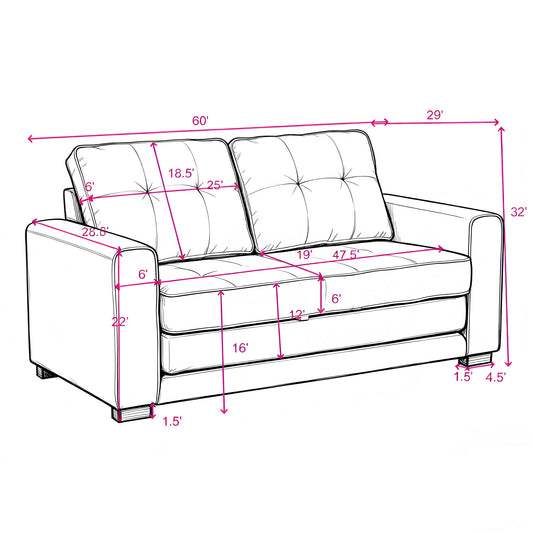 Pull Out Sleeper Loveseat - Light Brown
