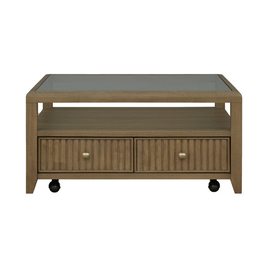 Reed - Square Coffee Table With Casters - Driftwood Oak