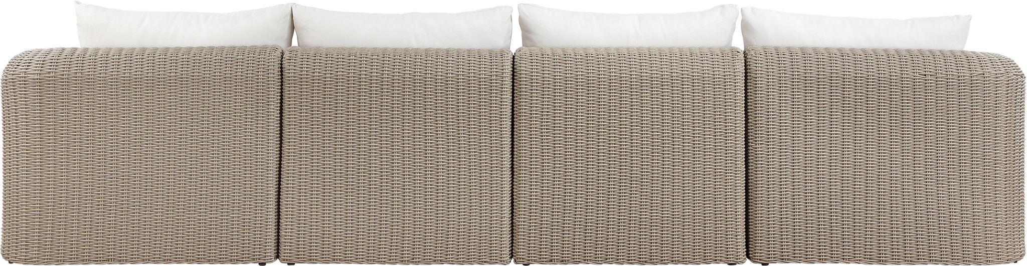 Seacrest - Olefin Water Resistant Fabric And Wicker 4 Piece Outdoor Patio Modular Sofa