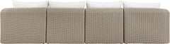 Seacrest - Olefin Water Resistant Fabric And Wicker 4 Piece Outdoor Patio Modular Sofa