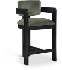 Sacha - Velvet Stool With Black Base