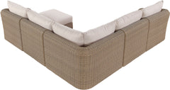 Seacrest - Olefin Water Resistant Fabric And Wicker 6 Piece Outdoor Patio Modular Sectional