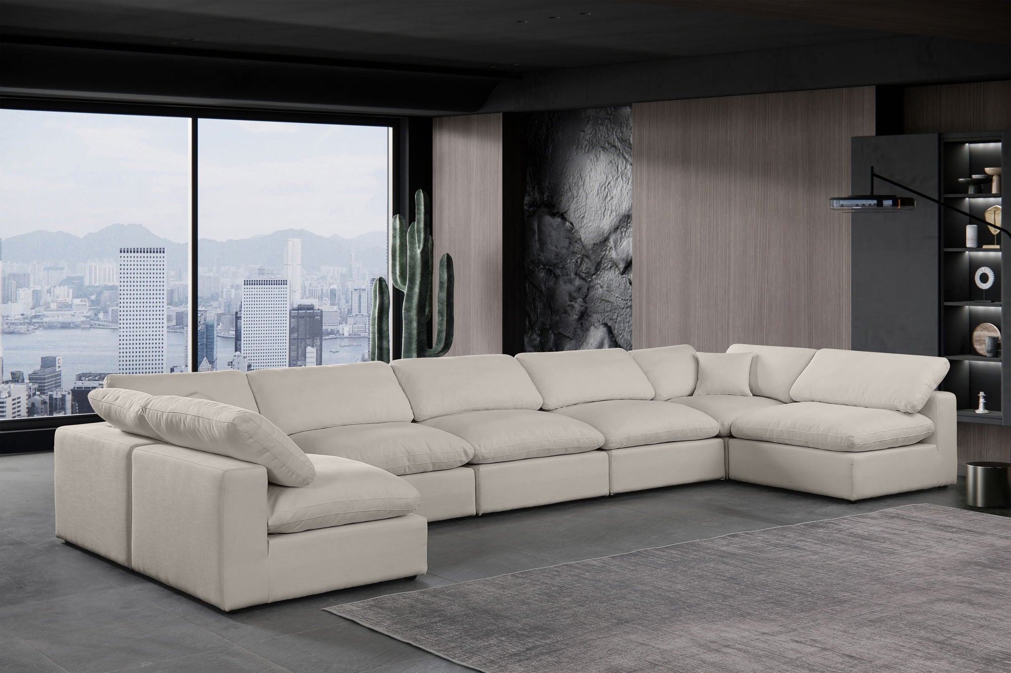 Comfy - 7 Piece Linen Modular Armless Sectional