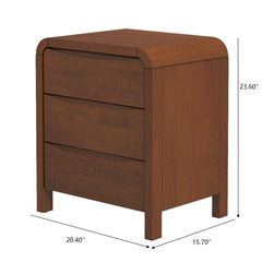 Lionel - Mid-Century Modern Nightstand 3 Drawer Bed Side Table - Brown