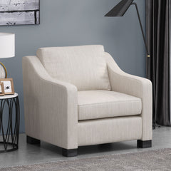Nightowl - Upholstered Club Chair With Sloped Arms And Wood Legs - Beige